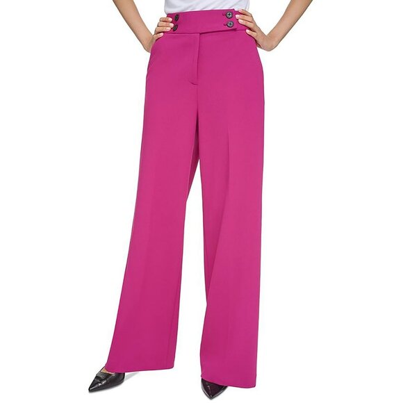 Calvin Klein Womens Plus High Rise Business Wide Leg Pants Pink 20W MSRP $109 - Picture 1 of 1